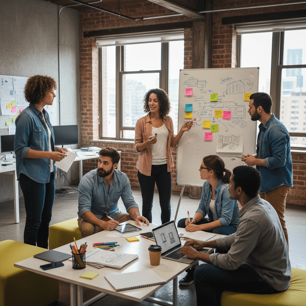 Team collaborating on innovation strategy